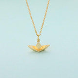 925 Silver Origami Folding Heart Necklace for Girls Women