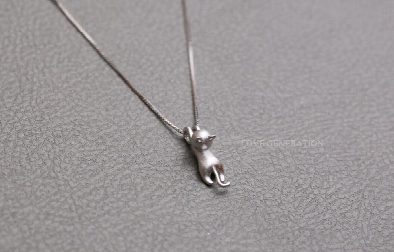 S925 Sterling Silver Cat Necklace Set for Female Birthday