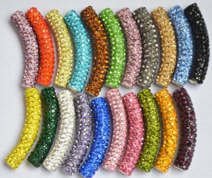 Mixed Micro Pave Long Bending Tube Crystal Beads for Bracelet DIY