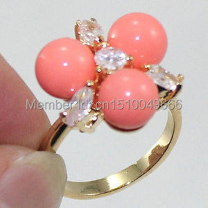 Crystal Pink Shell Pearl Ring 6#-8#