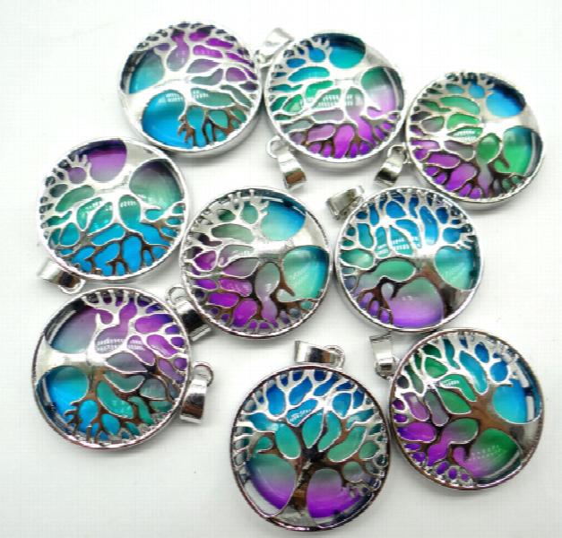 Natural Stone Turquoise Tiger Eye Tree of Life Charm Pendant 10pcs
