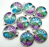 Natural Stone Turquoise Tiger Eye Tree of Life Charm Pendant 10pcs