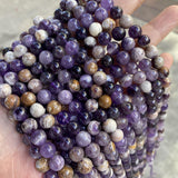 Dog Tooth Amethyst 6/8/10mm Smooth Round Beads 15''