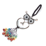 KFT Natural Stone Car Hanging Amulet 7 Chakra Chips Owl Shape