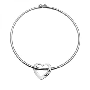 Personalised Heart Charm Bracelet with Engraved Names - Mom Gift