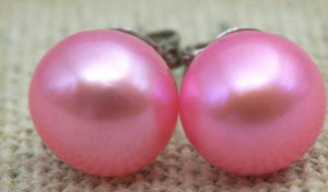 AA Pink Pearl Earrings 8mm S925 Sterling Silver Classic Stud Jewelry