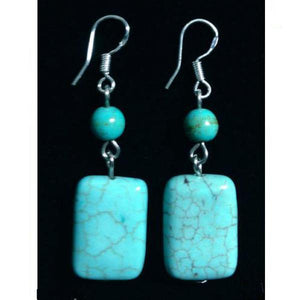 S925 Sterling Silver Turquoise Dangle Earrings Birthday Party Lady Gift