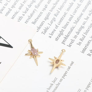 Copper-plated Snowflake Zircon Star Pendant DIY Jewelry Earrings Nail Accessory