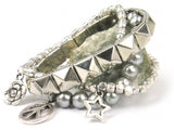 Rose Flower Glass Beads Bracelet with Charms - Women Bracelet