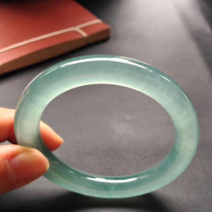 Zheru Jewelry Natural Light Green Burmese Jade 54-64mm Bracelet