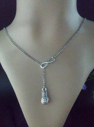 Lucky 8 & Boxing gloves charm sweater chain necklace