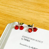 925 Silver Red Cherry Stud Earrings for Women