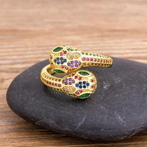 Snake Open Ring Adjustable Zirconia Finger Ring