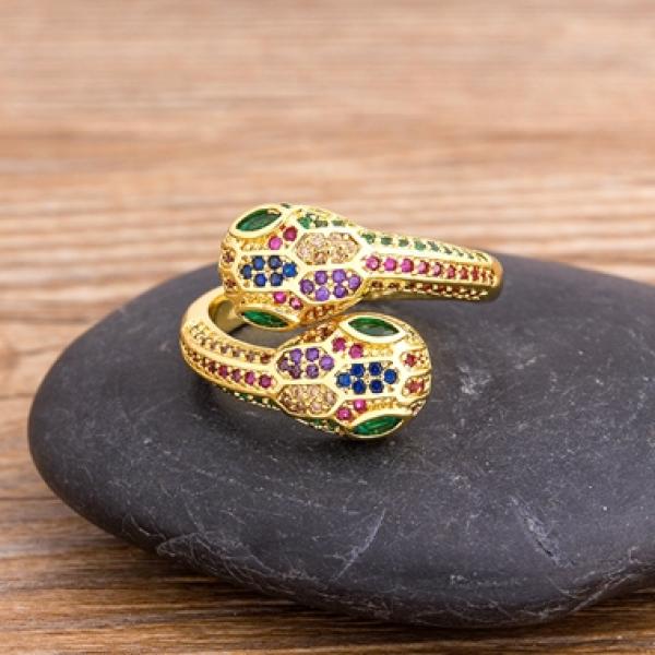 Snake Open Ring Adjustable Zirconia Finger Ring