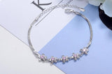 925 Silver Bracelet Purple Zirconia Plum Flower Bangle