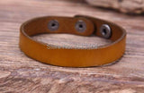 Khaki Biker Leather Wristband Bracelet Cuff Unisex 1.1cm Width Mens