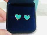 KSNY Spade Mini Enamel Peach Heart Earrings Green