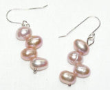 Baroque Freshwater Pearl Silver Dangle Earrings - Wedding Lady Gift