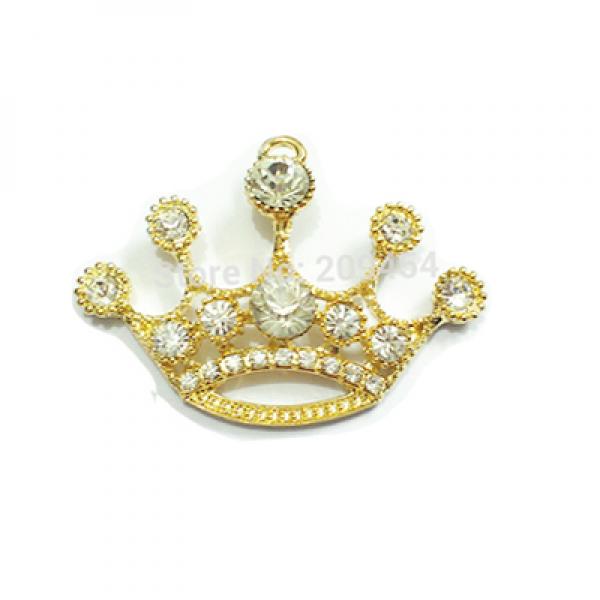 10pcs Rhinestone Crown Pendant for Chunky Necklace Making