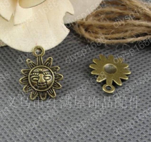 200PCS Antique Bronze Sunflower Charms Pendants for Jewelry Making DIY