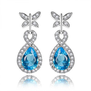 925 Silver Aquamarine Drop Earrings - Christmas Jewelry Gift