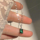 14K Gold Plated Emerald Pendant Necklace for Women