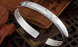 S925 Silver Heart Sutra Bracelet Bangle - Wedding Birthday Gift
