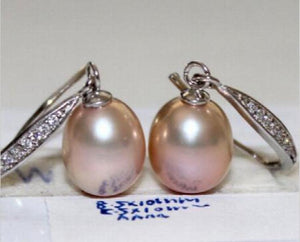 10X12MM AAA++ Australian Purple Pearl Earrings 925 Silver
