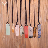 Yammy Natural Stone Slice Pendant Necklace for Women