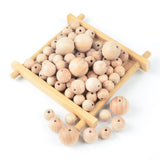 50pcs Wooden Teether Beads 12/15/20mm Natural Round Necklace Jewelry Making