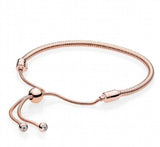 925 Sterling Silver Rose Moments Sliding Clasp Bracelet