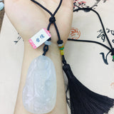 Ice Chalcedony Jade Guanyin Pendant Necklace