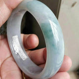 Zheru Jewelry Natural Burmese Jade 54-64mm Light Green Two-Tone Bracelet