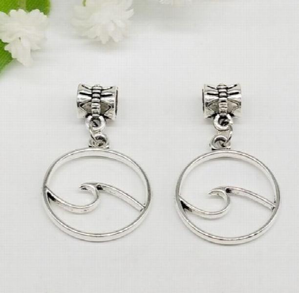100Pcs Tibetan Wave Charms Dangle Beads for Bracelet 34x20mm