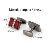 Golden Men's Cufflinks Red Crystal French Shirt Vintage Accessory
