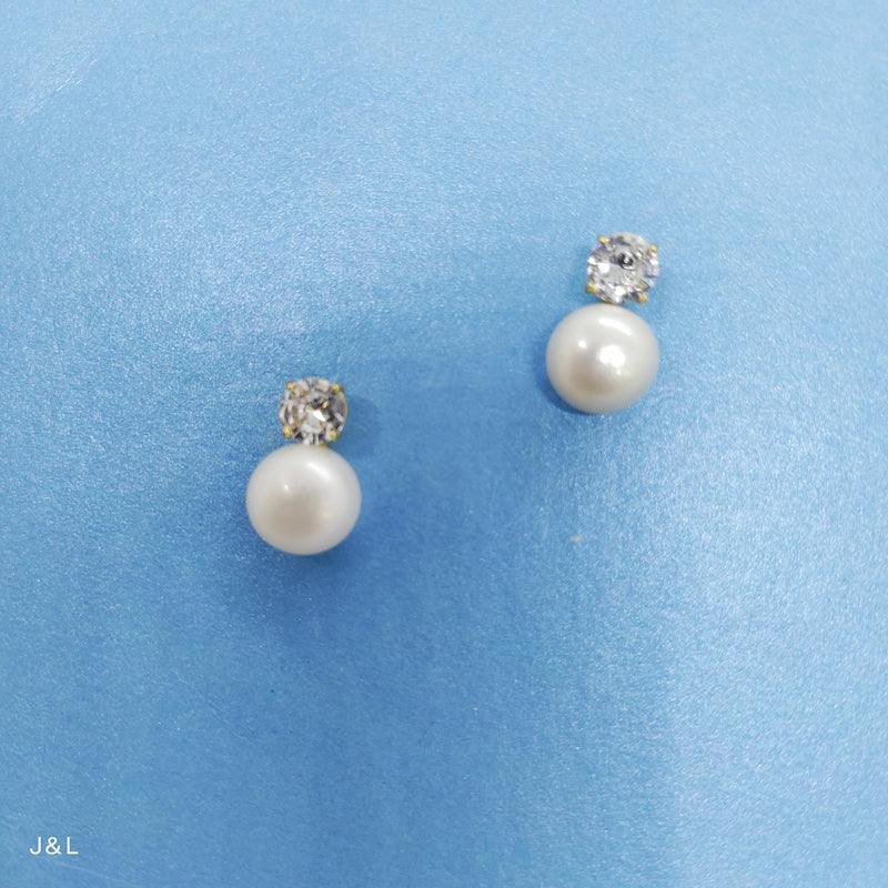 925 Silver Stud Earring with Zircon and Pearl