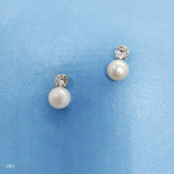 925 Silver Stud Earring with Zircon and Pearl