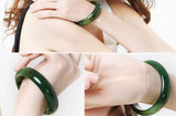 Natural Jade Agate Bangle Bracelet Charm Hand-Carved Round Bangle