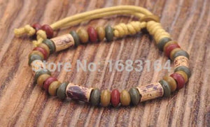 Vintage Hemp Surfer Bracelet with Clay Beads Men