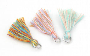 3 Rainbow Tassel Charms 30mm for Jewelry Bracelet Earring Necklace