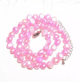 Real Pearl Baroque Necklace Pink Cultured 6-7mm Women Gift