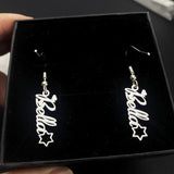 Star Dangle Nameplate Earrings Stainless Steel Personalized Jewelry