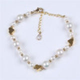 Real Pearls Button & Round Shape Charm Bracelets 925 Plated