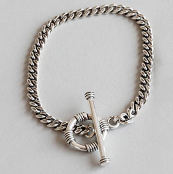 925 Sterling Silver Vintage Round Chain Bracelet