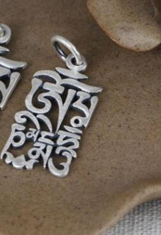 999 Silver Tibetan Six Words Pendant OM Mani Padme Hum Good Luck Pendant