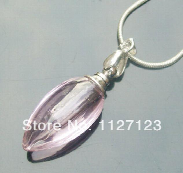 25pcs Pink Water Drop Rice Vials Pendants Glass Perfume Bottles