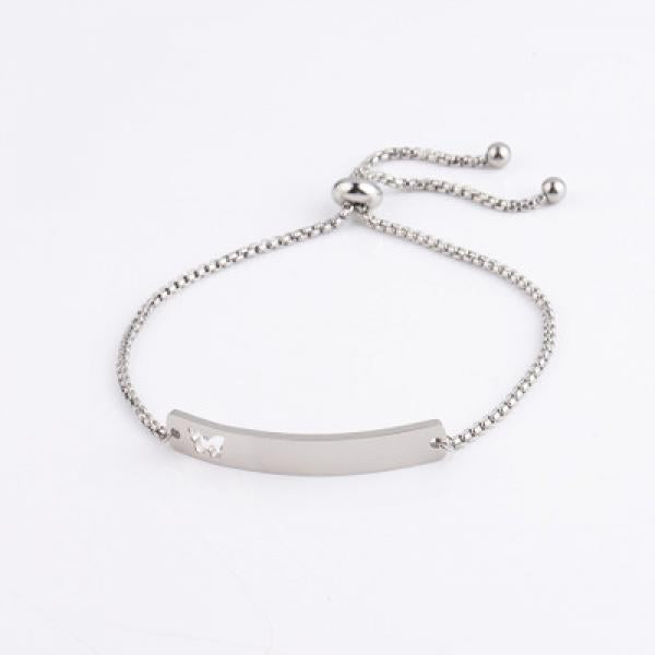 Stainless Steel Blank Bend Bar Bracelet Butterfly