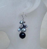 Gray Pearl Agate Grape Dangle Earrings Custom Order for Bridesmaid