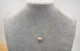 Lavender Freshwater Pearl Necklace with Yellow Plated Chain