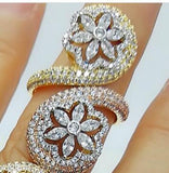 Baguettes Zircon Wedding Ring for Women Full CZ Crystal Bridal Jewelry